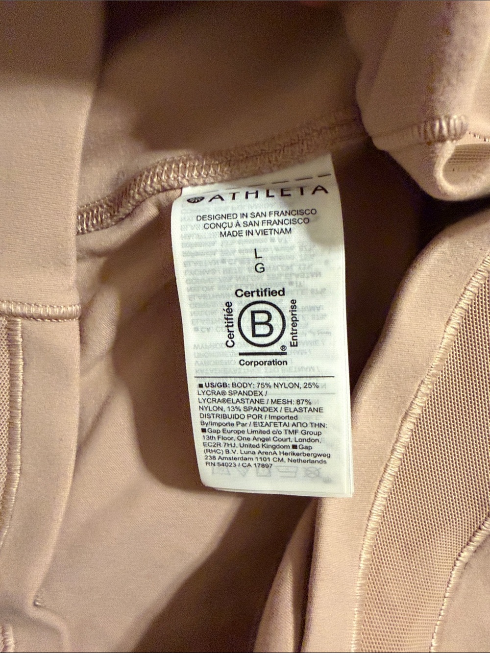 Athleta Salutation Stash High Rise Mesh Crossover 7/8 Leggings - Mocha Latte - L - Picture 3 of 7